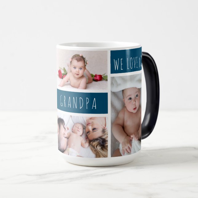 Grandpa We Love You Photo Collage Magic Mug (Front Right)