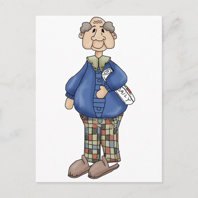 Grandpa with Newspaper Design Postcard (Front)