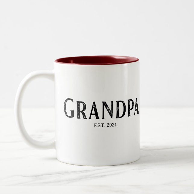Grandpa Year Established Two-Tone Coffee Mug (Left)