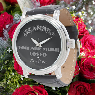 "Grandpa You Are Much Loved" Fancy Script Classic Watch