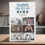 Grandpa you are our Hero 6 Photo Collage Tea Towel<br><div class="desc">Grandpa you are our Hero 6 Photo Collage Father`s Day Kitchen Towel. Add 6 photos. A cute grandfather kitchen gift and a sweet keepsake for Father`s Day,  birthday or Christmas.</div>
