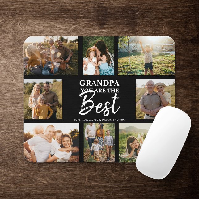 Grandpa You are the Best Modern Photo Collage Mouse Mat (Creator Uploaded)
