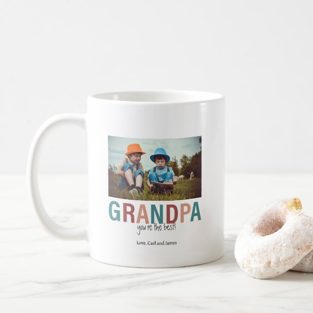Grandpa You're the Best Photo Custom Modern  Coffee Mug (With Donut)