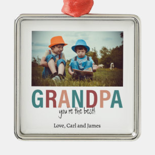 Grandpa You're the Best Photo Custom Modern  Metal Tree Decoration