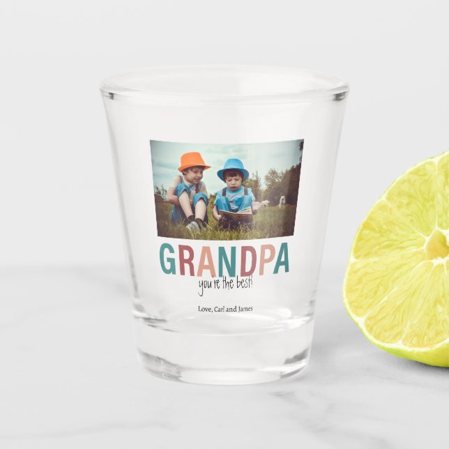 Grandpa You're the Best Photo Custom Modern  Shot Glass (Front)