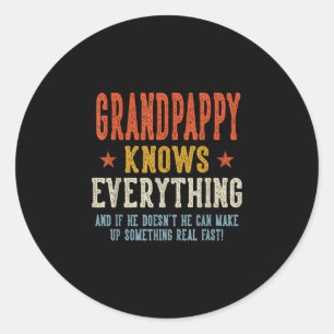 Grandpappy knows everything father's day retro classic round sticker