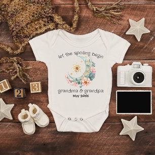 Grandparent Baby Announcement Botanical Boho Moon Bodysuit