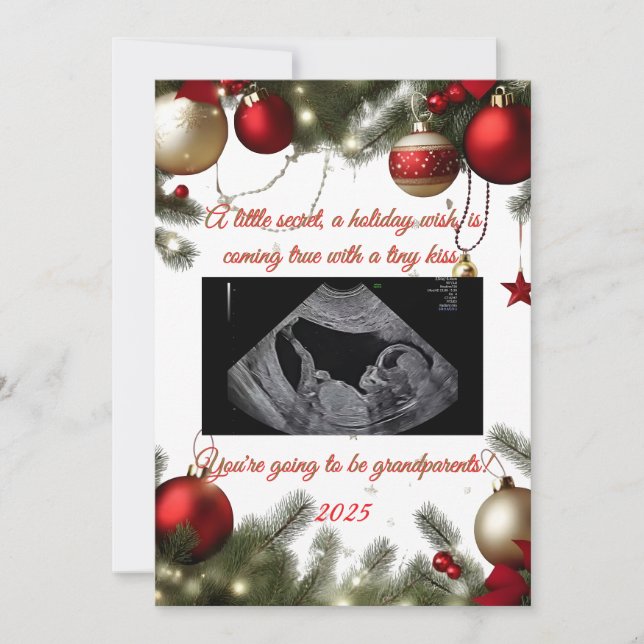 Grandparent Christmas Pregnancy Announcement Card (Front)
