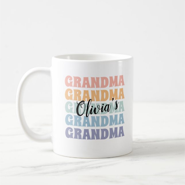 Grandparent Gift Personalised Mug Retro Pastel (Left)