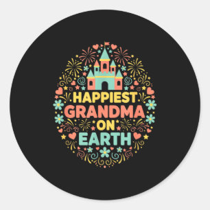 Grandparent Happiest Grandma On Earth Design Mothe Classic Round Sticker