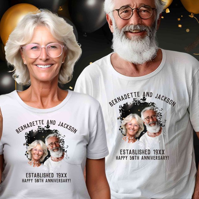 Grandparent Matching Anniversary Photo Name Date T-Shirt (Creator Uploaded)
