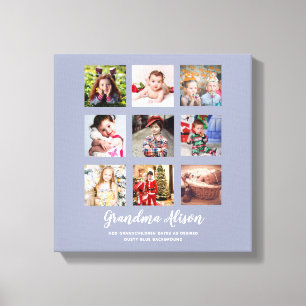 GRANDPARENT PHOTO COLLAGE GIFTS - Dusty Blue Canvas Print
