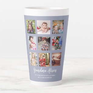 GRANDPARENT PHOTO COLLAGE GIFTS - Dusty Blue Latte Mug