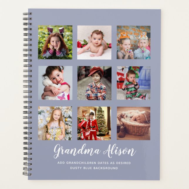 GRANDPARENT PHOTO COLLAGE GIFTS - Dusty Blue Planner (Front)