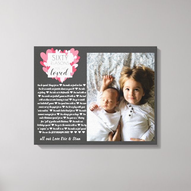 Grandparent photo gift all the reasons you love canvas print (Front)