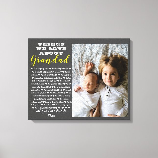 Grandparent photo gift all the reasons you love canvas print (Front)