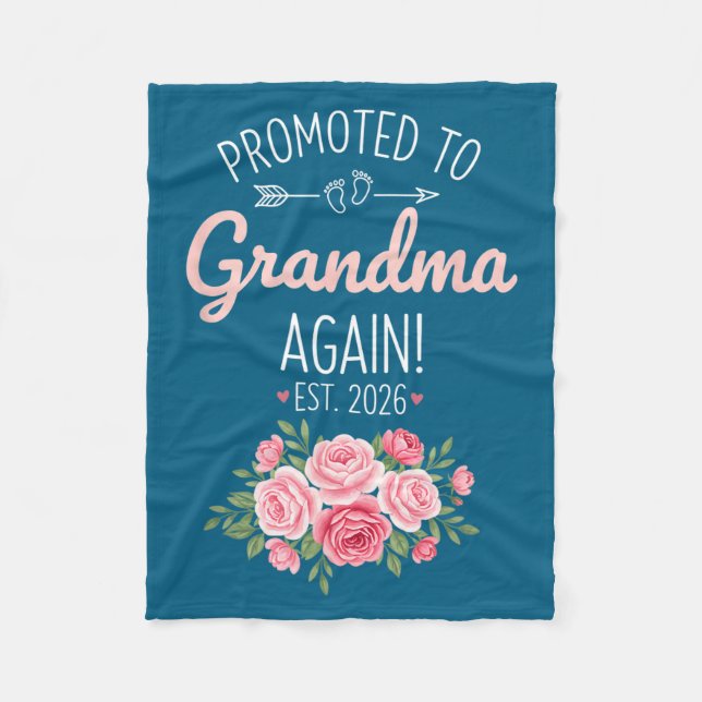 Grandparent Promoted To Grandma Again Est. 2026, N Fleece Blanket (Front)