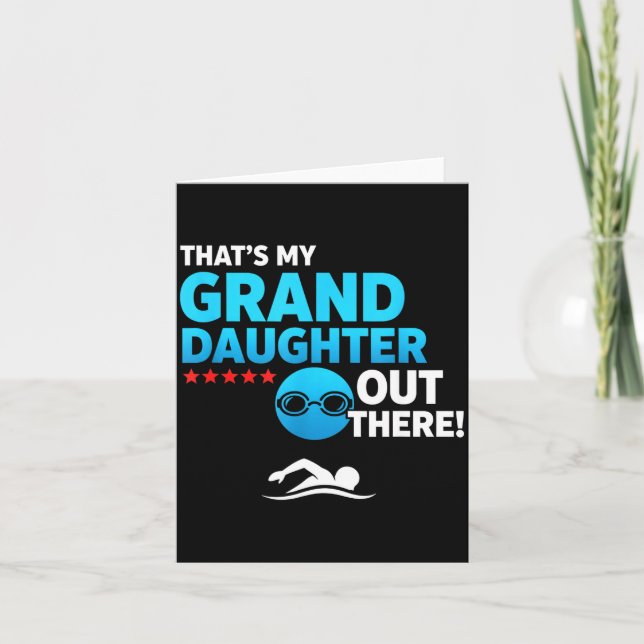 Grandparent Proud Granddaughter Swimmer Swim Meet  Card (Front)