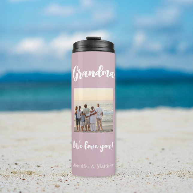 Grandparent Simple 1 Photo Pink Thermal Tumbler (Creator Uploaded)