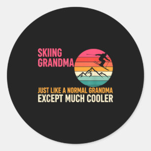Grandparent Skiing Grandma Just Like A Normal Gran Classic Round Sticker