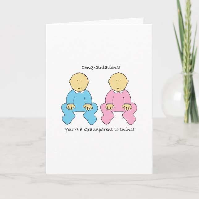 Grandparent to Twins Congratulations Card (Front)