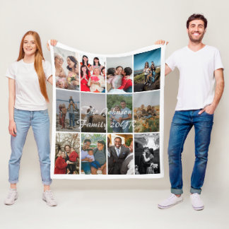 Grandparents 12 Photo Memory Collage Template Fleece Blanket
