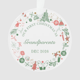 Grandparents 1st Christmas Hat Tree Gloves Pattern Ornament
