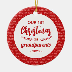 Grandparent's 1st Christmas Script Frame Photo Ceramic Tree Decoration
