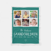 Grandparents 6 Photo Collage Personalised Teal