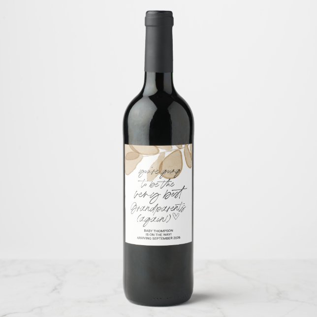 Grandparents Again Pregnancy Announcement New Baby Wine Label (Front)