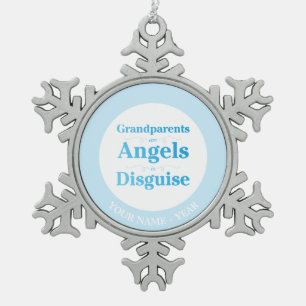 Grandparents are Angels in Disguise Snowflake Pewter Christmas Ornament