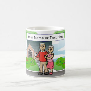 Grandparents at Home Cartoon by PrintedPerfection Coffee Mug