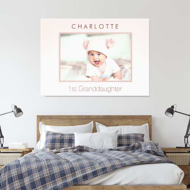 Grandparents baby custom photo 1st granddaughter canvas print (Insitu(Bedroom))