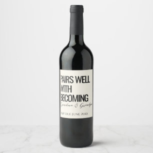Grandparents Baby Reveal Pregnancy Announcement  Wine Label