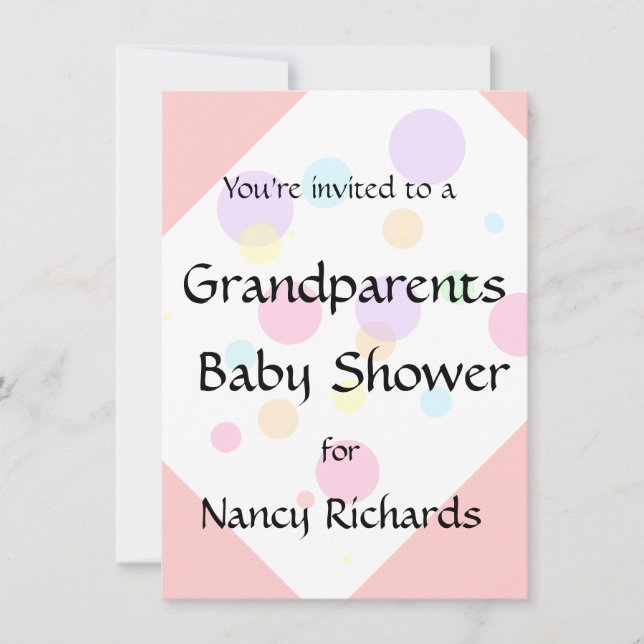 Grandparents Baby Shower Invitation - Girl Baby (Front)