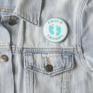 Grandparents Badge - Proud Grandpa Blue Feet Boy