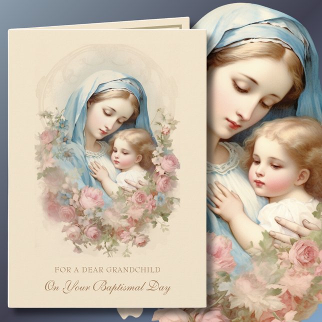 Grandparents Baptism For Baby Blessed Mary Card (Creator Uploaded)