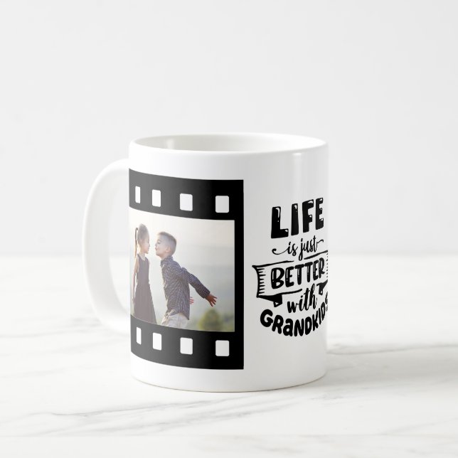 Grandparents Better Life Grandkids Photo Template  Coffee Mug (Front Left)
