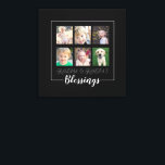 Grandparents Blessings | 6 Photos Christmas Canvas Print<br><div class="desc">This square wrapped canvas is a perfect heartfelt keepsake gift for a Grandparents. It features a 6 photo frame collage for pictures grandchildren on a black background. Trendy handwritten style text reads: "Blessings"</div>