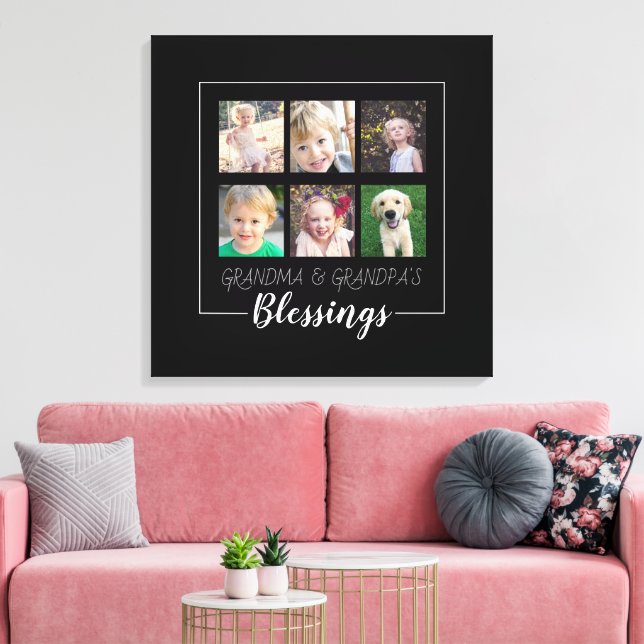 Grandparents Blessings | 6 Photos Christmas Canvas Print (Insitu(LivingRoom))