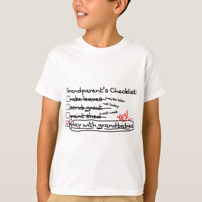 Grandparents' Checklist T-Shirt (Front)