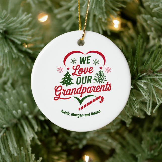 Grandparents Christmas Ornament, Personalised Ceramic Tree Decoration (Tree)