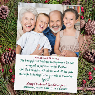 Grandparents Christmas Poem Custom Simple Photo Holiday Card