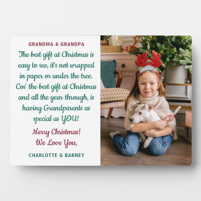Grandparents Christmas Poem Personalised Photo Plaque (Front)