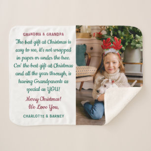 Grandparents Christmas Poem Personalised Photo Sherpa Blanket