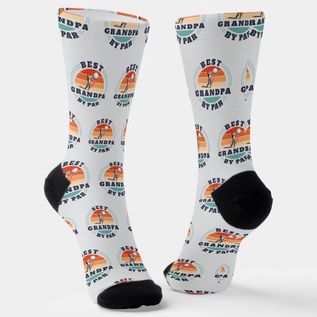 Grandparents Day Best Grandpa Golf Lover Custom Socks (Angled)