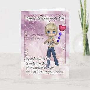 Grandparents Day Card - Cute Little Girl With Hear