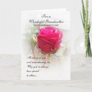 Grandparents Day Card Pink Rosebud