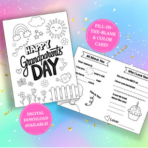 Grandparents Day Coloring Card: Fill-in-the-Blank Card