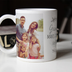 Grandparents day family photo collage typography coffee mug
